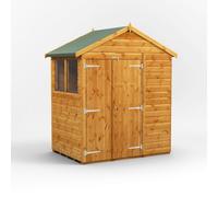 Powersheds Apex Roof Double Door Garden Shed 4ft x 6ft - Golden Brown