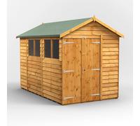 10X6 Powersheds Overlap Apex Double Door Shed, Brown