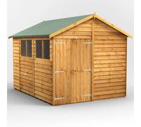 Powersheds Apex Roof Double Door Overlap Garden Shed 10ft x 8ft - Golden Brown