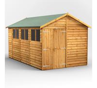 Powersheds Apex Roof Double Door Overlap Garden Shed 14ft x 8ft - Golden Brown