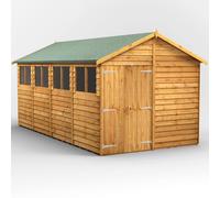 Powersheds Apex Roof Double Door Overlap Garden Shed 16ft x 8ft - Golden Brown