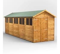 20X6 Powersheds Overlap Apex Double Door Shed, Brown