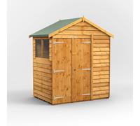 Powersheds Apex Roof Double Door Overlap Garden Shed 4ft x 6ft, Golden Brown Timber Rustic