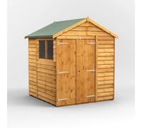 6X6 Powersheds Overlap Apex Double Door Shed, Brown