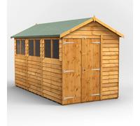 Powersheds Apex Roof Double Door Overlap Garden Shed 12ft x 6ft - Golden Brown