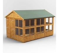 Powersheds Apex 12' x 8' Double Door Potting Shed, Brown