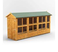 14X4 Power Apex Potting Shed With Double Doors, Brown
