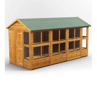 Powersheds Apex 14' x 6' Double Door Potting Shed, Brown