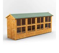 Powersheds Apex Roof Double Door Potting Shed 16ft x 4ft - Golden Brown