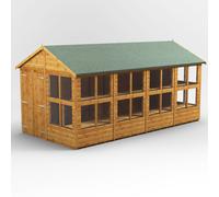Powersheds Apex 16' x 8' Double Door Potting Shed, Brown
