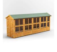 Powersheds Apex Roof Double Door Potting Shed 18ft x 4ft, Golden Brown Scandinavian Timber