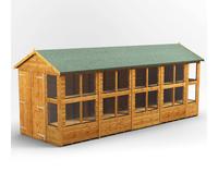 Powersheds Apex Roof Double Door Potting Shed 18ft x 6ft, Golden Brown Scandinavian Timber