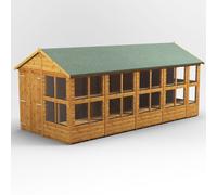 Powersheds Apex Roof Double Door Potting Shed 18ft x 8ft, Golden Brown Scandinavian Timber