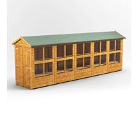 Powersheds Apex Roof Double Door Potting Shed 20ft x 4ft, Golden Brown Scandinavian Timber