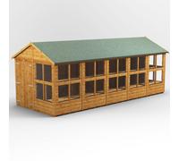 Powersheds Apex Roof Double Door Potting Shed 20ft x 8ft - Golden Brown