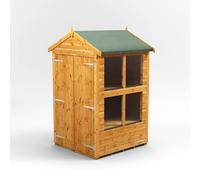 Powersheds Apex Roof Double Door Potting Shed 4ft x 4ft - Golden Brown