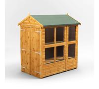 Powersheds Apex Roof Double Door Potting Shed 6ft x 4ft, Golden Brown Scandinavian Timber