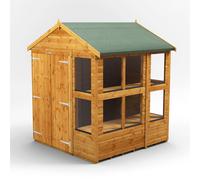 Powersheds Apex Roof Double Door Potting Shed 6ft x 6ft, Golden Brown Scandinavian Timber