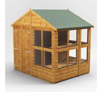 Powersheds Apex Roof Double Door Potting Shed 6ft x 8ft, Golden Brown Timber