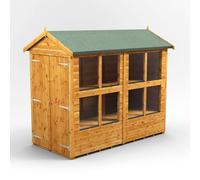 Powersheds Apex Roof Double Door Potting Shed 8ft x 4ft, Golden Brown Scandinavian Timber