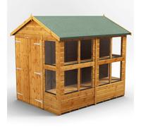 Powersheds Apex Roof Double Door Potting Shed 8ft x 6ft - Golden Brown