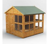 Powersheds Apex Roof Double Door Potting Shed 8ft x 8ft - Golden Brown