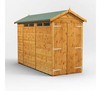 Powersheds Apex Roof Double Door Security Shed 10ft x 4ft, Golden Brown Timber