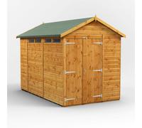 Powersheds Apex Roof Double Door Security Shed 10ft x 6ft - Golden Brown