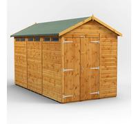 Powersheds Apex Roof Double Door Security Shed 12ft x 6ft - Golden Brown