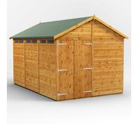 Powersheds Apex Roof Double Door Security Shed 12ft x 8ft - Golden Brown