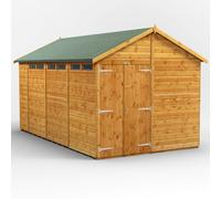 Powersheds Apex Roof Double Door Security Shed 14ft x 8ft - Golden Brown