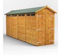 Powersheds Apex Roof Double Door Security Shed 16ft x 4ft - Golden Brown