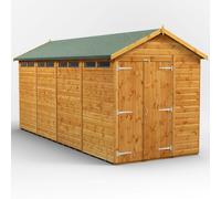 Powersheds Apex 16' x 6' Double Door Security Shed, Brown