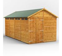 Powersheds Apex Roof Double Door Security Shed, 16ft x 8ft, Golden Brown Timber