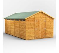 Powersheds Apex Roof Double Door Security Shed, 18ft x 10ft, Golden Brown Timber