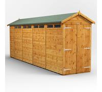 Powersheds Apex Roof Double Door Security Shed, 18ft x 4ft, Golden Brown Timber