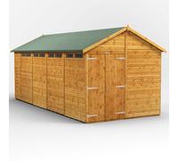Powersheds Apex 18' x 8' Double Door Security Shed, Brown
