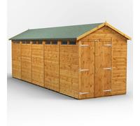 Powersheds Apex Roof Double Door Security Shed, 20ft x 6ft, Golden Brown Timber