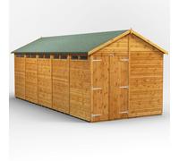 Powersheds Apex Roof Double Door Security Shed, 20ft x 8ft, Golden Brown Timber