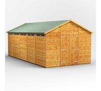 Powersheds Apex Roof Double Door Security Shed 20'x10', Golden Brown Timber