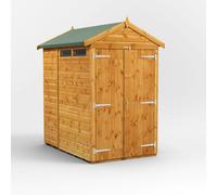 Powersheds Apex Roof Double Door Security Shed 6ft x 4ft - Golden Brown