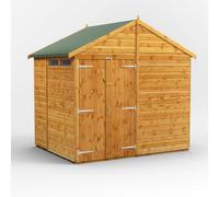 Powersheds Apex Roof Double Door Security Shed 6ft x 8ft - Golden Brown