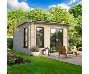 Powersheds Apex Roof Log Cabin 12' x 10', 44mm Anthracite Gre