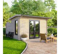 Powersheds Apex Roof Log Cabin 12ft x 12ft (Doors Central) 44mm Log Thickness