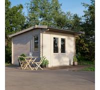 Power 12x14 Apex Log Cabin, Doors Central - 28mm Logs