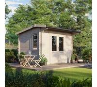 Powersheds Apex Roof Log Cabin 12ft x 10ft (Doors Central) 28mm Log Thickness