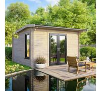 Powersheds 12' x 10' Apex Log Cabin Doors Central, Brown