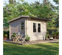 Powersheds Apex Roof Log Cabin 12ft x 12ft (Doors Central) 28mm Log Thickness