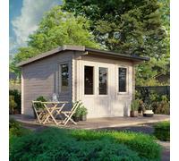 Powersheds Apex Roof Log Cabin 12ft x 14ft 28mm Scandinavian Timber