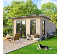 Powersheds Apex Roof Log Cabin 12ft x 14ft (Doors to Left) 44mm Log Thickness